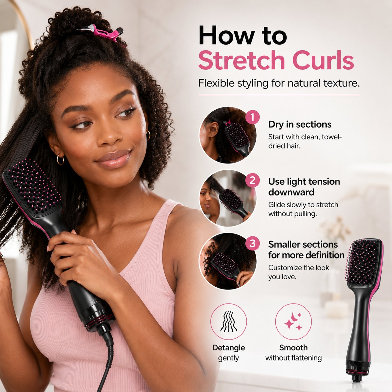 🔥HOT SALE 70%OFF🔥⏱️Ionic Hair Dryer and Styler Brush for Straight Hair, Waves & Curls