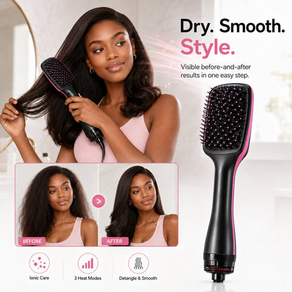 🔥HOT SALE 70%OFF🔥⏱️Ionic Hair Dryer and Styler Brush for Straight Hair, Waves & Curls