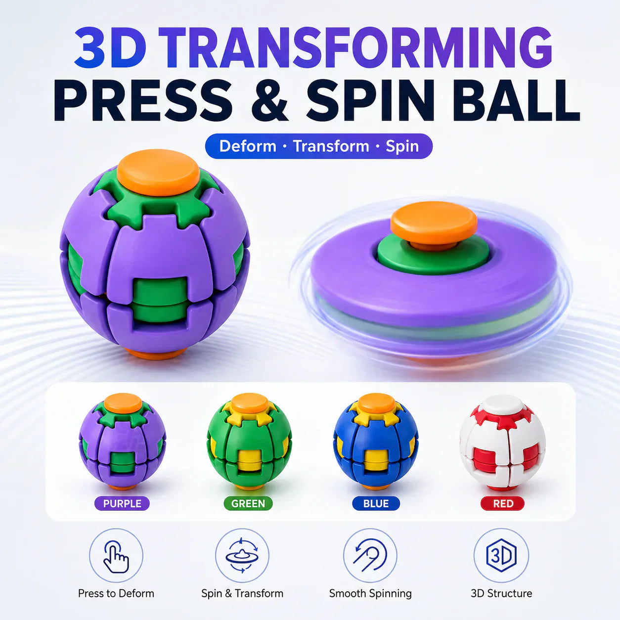 Press-to-Spin Stress Relief Fidget Ball