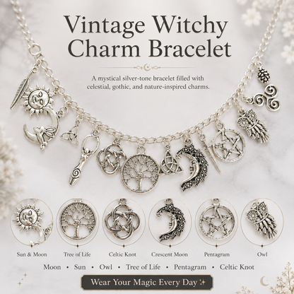 ✨🔥Last Day 50% OFF🌙Vintage Witchy Charm Bracelet | Celestial Gothic Boho Jewelry for Women
