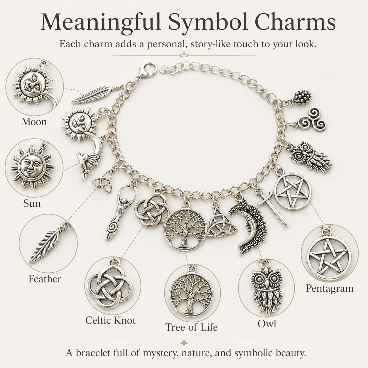 ✨🔥Last Day 50% OFF🌙Vintage Witchy Charm Bracelet | Celestial Gothic Boho Jewelry for Women