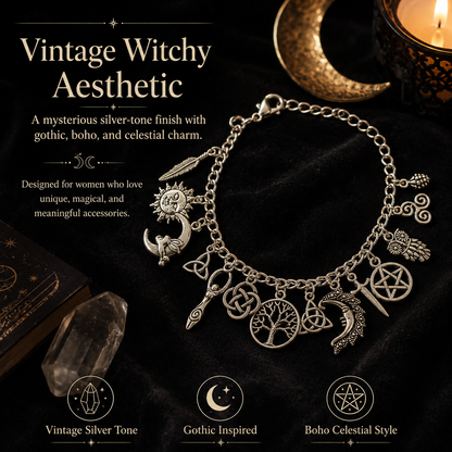 ✨🔥Last Day 50% OFF🌙Vintage Witchy Charm Bracelet | Celestial Gothic Boho Jewelry for Women